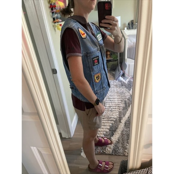 Lizwear Women’s Denim Vest Sz Medium State Park Patches Colorado Yellowstone - Picture 9 of 10